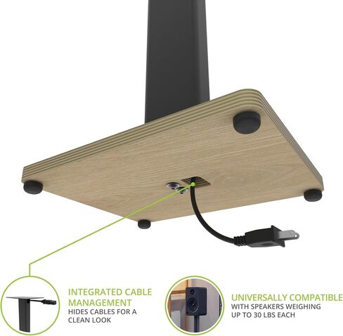 Kanto ST34P 34" Universal Floor Speaker Stands for Bookshelf Speakers up to 30 lbs (13.6kg) | Improved Sound | Hidden Cable Management | Timeless Design, Black Steel w/Finished Plywood Base | Pair in Saudi Arabia