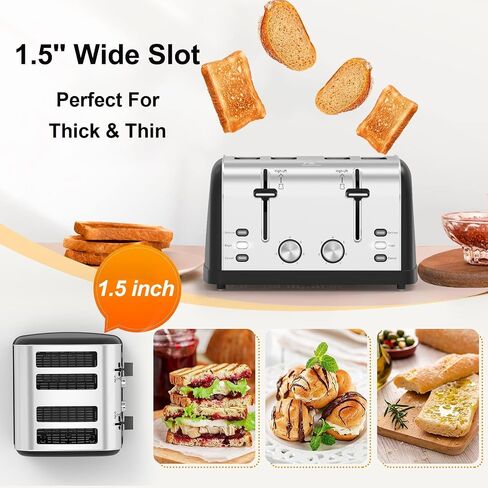Toaster 4 Slice,Retro Stainless Steel Toater with 7 Shade Settings,Best Prime Toaster for Waffles, 4 Slice Wide Solt Toaster with 3 Mode,Bagels and More Lainsten Toaster T-527 toaster Ovens（Black-527） in Saudi Arabia