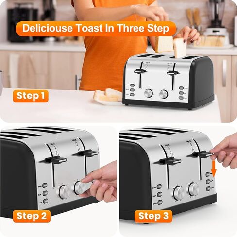 Toaster 4 Slice,Retro Stainless Steel Toater with 7 Shade Settings,Best Prime Toaster for Waffles, 4 Slice Wide Solt Toaster with 3 Mode,Bagels and More Lainsten Toaster T-527 toaster Ovens（Black-527） in Saudi Arabia