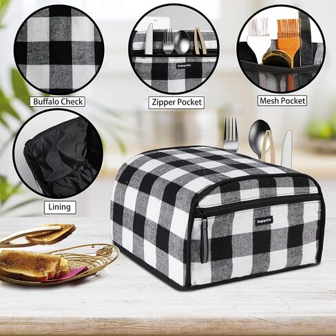 غطاء محمصة الخبز BAGSPRITE ذو 4 فتحات واسعة، غطاء فرن محمصة متوافق مع Cuisinart، غطاء خبز 4 شرائح، أغطية غبار محمصة مع جيوب بسحاب (الغطاء فقط) in Kuwait