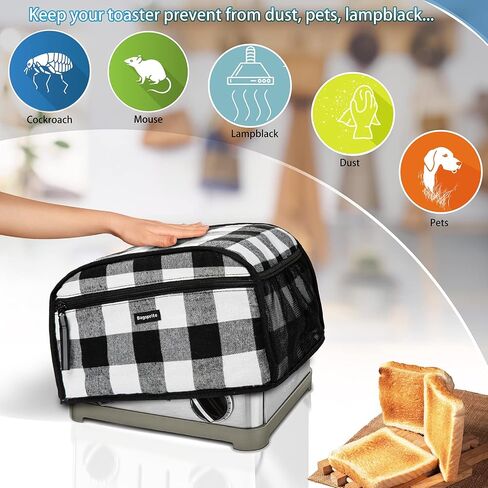 غطاء محمصة الخبز BAGSPRITE ذو 4 فتحات واسعة، غطاء فرن محمصة متوافق مع Cuisinart، غطاء خبز 4 شرائح، أغطية غبار محمصة مع جيوب بسحاب (الغطاء فقط) in Kuwait