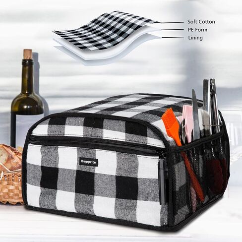 غطاء محمصة الخبز BAGSPRITE ذو 4 فتحات واسعة، غطاء فرن محمصة متوافق مع Cuisinart، غطاء خبز 4 شرائح، أغطية غبار محمصة مع جيوب بسحاب (الغطاء فقط) in Kuwait