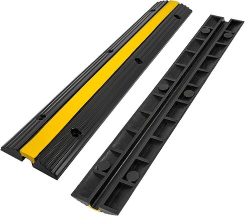 CXRCY Cable Ramp 3 Pack 2 Channel 11000lbs axle Capacity Floor Cord Cable Protector, Rubber Speed Bumps Hose Protector Ramps for Wire/Hose/Pipe Hider Driveway &Outdoor 40x10x2 inch(L x W x H) in Kuwait