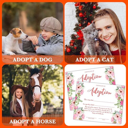 Pet Certificates of Adoption, 10 Pcs Watercolor Adoption Certificate, Adopt A Cat Certificate for Girl Boy, Kitten Party Supplies & Favors, Adoption Decorations for Pet Birthday Party -14 in Saudi Arabia