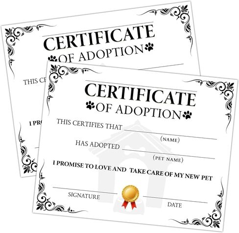 Pet Certificates of Adoption, 10 Pcs Watercolor Adoption Certificate, Adopt A Cat Certificate for Girl Boy, Kitten Party Supplies & Favors, Adoption Decorations for Pet Birthday Party -14 in Saudi Arabia