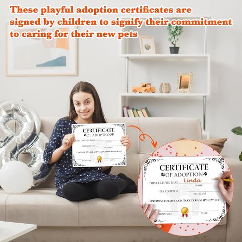 Pet Certificates of Adoption, 10 Pcs Watercolor Adoption Certificate, Adopt A Cat Certificate for Girl Boy, Kitten Party Supplies & Favors, Adoption Decorations for Pet Birthday Party -14 in Saudi Arabia