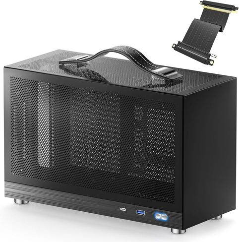 S300 - حقيبة ألعاب Mini-ITX PC - مدخل I/O USB 3.0 من النوع الأمامي - منفذ C - مصدر طاقة SFX 100-130 مم - نظام إدارة الكابلات - حقيبة كمبيوتر محمولة صغيرة الحجم من الألومنيوم Mini-ITX - أسود in Saudi Arabia