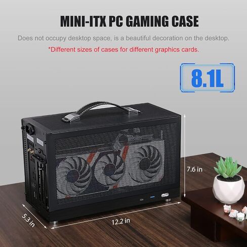 S300 - حقيبة ألعاب Mini-ITX PC - مدخل I/O USB 3.0 من النوع الأمامي - منفذ C - مصدر طاقة SFX 100-130 مم - نظام إدارة الكابلات - حقيبة كمبيوتر محمولة صغيرة الحجم من الألومنيوم Mini-ITX - أسود in Saudi Arabia
