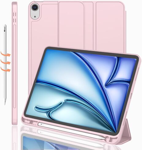 iMieet iPad Air 11 Inch Case M2 2024, iPad Air 5th/4th Generation Case 2022/2020 10.9 Inch with Pencil Holder, Trifold Stand Smart Case(Pink) in Saudi Arabia