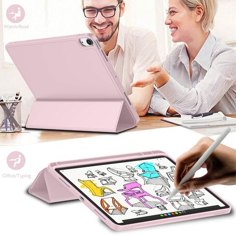 iMieet iPad Air 11 Inch Case M2 2024, iPad Air 5th/4th Generation Case 2022/2020 10.9 Inch with Pencil Holder, Trifold Stand Smart Case(Pink) in Saudi Arabia