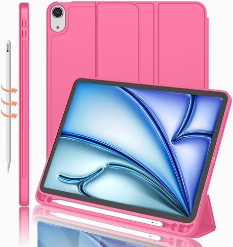 حافظة iMieet iPad Air 11 بوصة M4/M3/M2(2026/2025/2024)، حافظة iPad Air الجيل الخامس/4th 2022/2020 10.9 بوصة مع حامل قلم رصاص، حافظة ذكية بحامل ثلاثي الطي مع ظهر ناعم من مادة TPU (أسود) in Kuwait