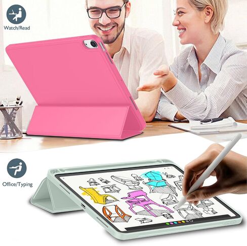 حافظة iMieet iPad Air 11 بوصة M4/M3/M2(2026/2025/2024)، حافظة iPad Air الجيل الخامس/4th 2022/2020 10.9 بوصة مع حامل قلم رصاص، حافظة ذكية بحامل ثلاثي الطي مع ظهر ناعم من مادة TPU (أسود) in Kuwait