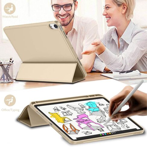 iMieet iPad Air 11 Inch Case M2 2024, iPad Air 5th/4th Generation Case 2022/2020 10.9 Inch with Pencil Holder, Trifold Stand Smart Case(Pink) in Kuwait