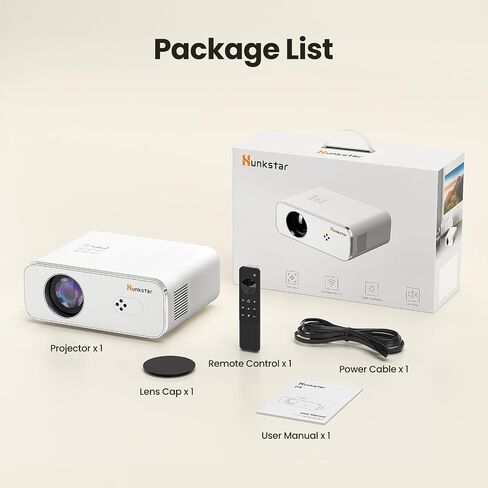 Mini Projector, Projector with Wifi 6 and Bluetooth 5.2, Portable HD1080P Home Video Projector with Auto Focus, Suitable for Family Gatherings, Various Festivals (White) in Saudi Arabia