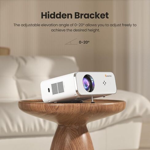 Mini Projector, Projector with Wifi 6 and Bluetooth 5.2, Portable HD1080P Home Video Projector with Auto Focus, Suitable for Family Gatherings, Various Festivals (White) in Saudi Arabia