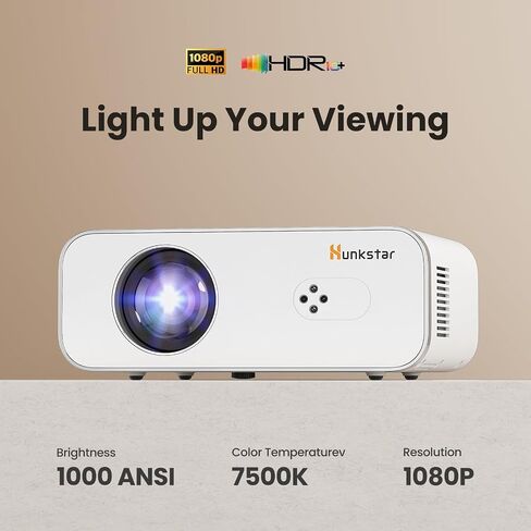 Mini Projector, Projector with Wifi 6 and Bluetooth 5.2, Portable HD1080P Home Video Projector with Auto Focus, Suitable for Family Gatherings, Various Festivals (White) in Saudi Arabia