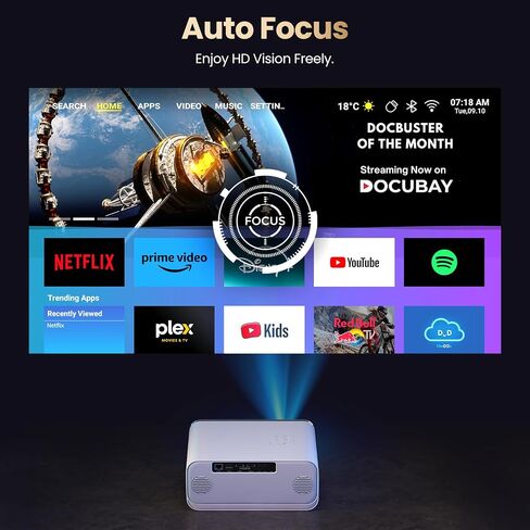 Mini Projector, Projector with Wifi 6 and Bluetooth 5.2, Portable HD1080P Home Video Projector with Auto Focus, Suitable for Family Gatherings, Various Festivals (White) in Saudi Arabia