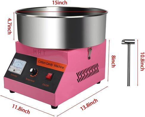آلة حلوى القطن، آلة صنع حلوى القطن، كهربائية تجارية بقدرة 1000 واط مع وعاء من الفولاذ المقاوم للصدأ، مغرفة سكر، آلة خيط حلوى سريعة مثالية للأطفال وحفلات أعياد الميلاد في الخارج in Kuwait