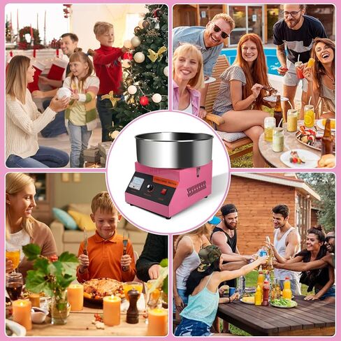 آلة حلوى القطن، آلة صنع حلوى القطن، كهربائية تجارية بقدرة 1000 واط مع وعاء من الفولاذ المقاوم للصدأ، مغرفة سكر، آلة خيط حلوى سريعة مثالية للأطفال وحفلات أعياد الميلاد في الخارج in Kuwait