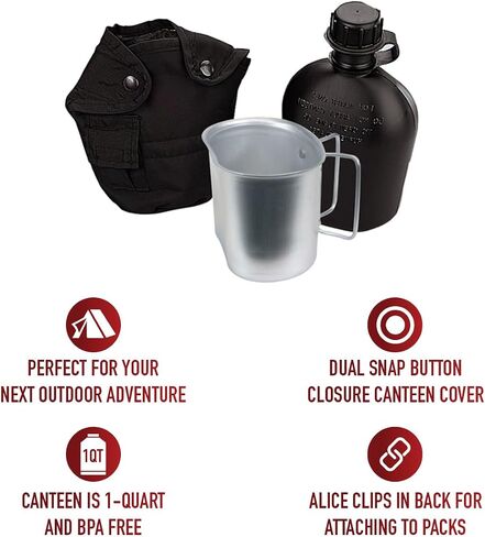 3PC Canteen KIT W/Cover &Aluminum Cup-Black in Saudi Arabia