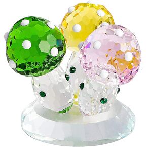 Colorful Crystal Mushroom Ornament Figurines Decor Glass Mushroom Sculpture Collectible Glass Paperweight Tabletop Centerpiece for Home Office Decor