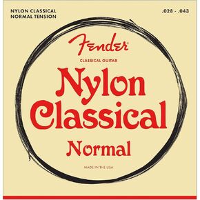 Fender Nylon Acoustic Strings, 100 Clear/Silver, Tie End .028-.043, 3-Pack