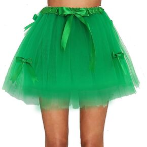 Blindery Polka Layered Dot Sequins Tutu Skirt Ballet Bubble Dance Skirts Saint Patrick's Day Bowknot Tulle Short Skirts
