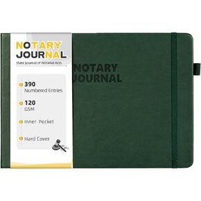 Notary Journal Log Book, Notary Book with 390 Record Entries, 10"X7" Notary Log Book Notary Public Journal for Notarial Acts, Hardcover, 120gsm Thick Numbered Pages, Purple