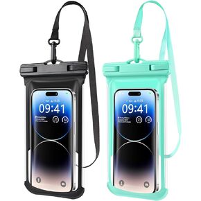 2 Pack Waterproof Phone Pouch- IPX8 Cellphone Dry Bag [Beach Cruise Essentials], 3D Design Waterproof Phone Case for 15/14/13/12/11 Pro Max Plus Samsung Up to 7.5", Pink+Pink