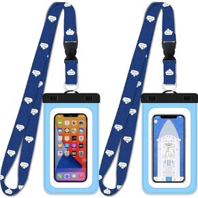 حافظة هاتف خلوي كبيرة مقاومة للماء من Cruise Lanyards مع شاشة تعمل باللمس - حجم شاشة يصل إلى 6.5 بوصة - لهاتف iPhone 15 14 13 12 11 Pro Max XS Plus، وSamsung Galaxy S22+، وGoogle Pixel 7 [عبوتان] أزرق