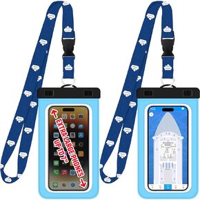 Cruise Lanyards Extra Large Waterproof Cell Phone Pouch Dry Case w/Touch Screen - for Screen Size up to 7" (iPhone 15 14 13 Max, Samsung Galaxy S24 Ultra, Google Pixel 8, OnePlus 12, Motorola) 2-Pack