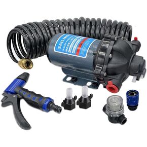 RV Water Pump set,Water Pressure Diaphragm Pump Electric 12 Volt 70 PSI 5.5 GPM 5 Chamber with 1/2 Inch FNPT Ports Foot Coiled for outdoor Boats Caravan RV Marine Yacht