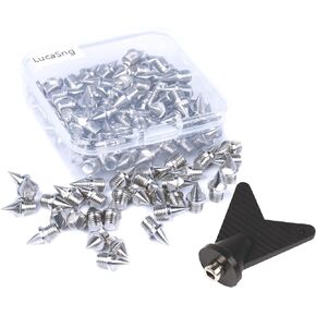 1/4 Inch Track Spikes, 110pcs Stainless Steel Pyramid Shoe Spikes with Spike Wrench for Track and Cross Country,Replacement Spikes for Sprint Sports Short Running Shoes