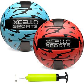 Xcello Sports Volleyball Multi-Pack Assorted Colors with Pump (Red/Blue Lightning)