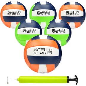 Volleyball Assorted Graphics with Pump Navy/Green/White, Navy/Orange/White (Pack of 6)