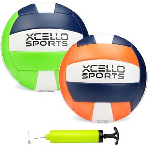 Volleyball Assorted Graphics with Pump Navy/Green/White, Navy/Orange/White (Pack of 6)