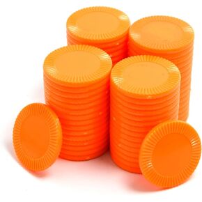 Smartdealspro 64pcs 32mm/1.26 Inch Opaque Plastic Learning Counters Disks Mini Poker Chips Game Tokens with Storage Box