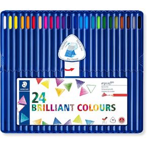 Staedtler Ergosoft Colored Pencils, Set of 24 Colors in Stand-up Easel Case (157SB24)