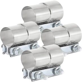 Vitonsbay 2.5 Inch Exhaust Clamp, 2 1/2 inch Lap Joint Exhaust Band Clamp Sleeve Coupler Stainless Steel (2Pcs)