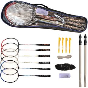 Python Ultimate Badminton Starter Set (Kit)(+2 Bonus Racquets/6 Total, Net & Poles)