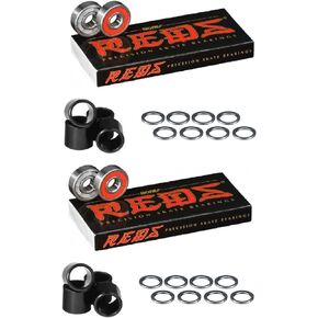 Bones Bearings Reds Bearings (2) 8 Packs W/Spacers and Washers