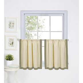 Elrene Home Fashions Wilton Window Tier, 30" W x 36" L (Set of 2, Linen)