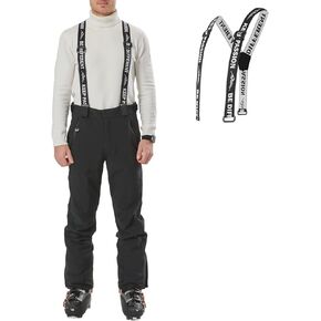 fit space Warm Insulated Ski Pants for Men Zip-Off Suspenders Winter Snow Bibs Waterproof Breathable Stretch