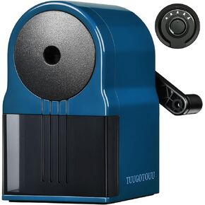 Manual Pencil Sharpener Hand Crank Pencil sharpeners for Kids Adjustable in 5 Grades of Thickness Suitable for Kids,Artists,Students,and Office (Blue)
