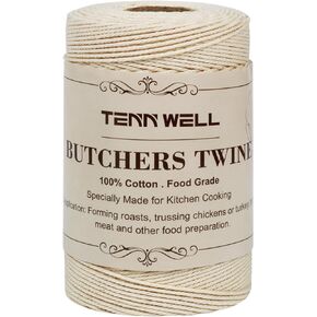 Tenn Well Kitchen Cooking Twine, 2 Roll x 656 Feet Food Safe Cotton Bakers String for Trussing Tying Poultry Roast Meat Making Sausage DIY Crafts