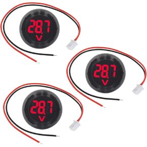 The Lord of the Tools 3Pcs Digital Voltmeter DC 4V-100V Car LED Digital Voltmeter Round Auto Ammeter Accessories for Cars Vehicles Motorcycles Boats Green