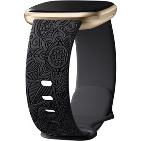 Odbeai Band compatible with Fitbit Versa 4 Bands for Woman/Versa 3 Bands Women/Sense 2 Bands/Sense Bands,Cute Fancy Boho Floral Pattern Soft Replacement Wristbands Strap for versa sense watch bands