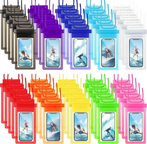 Flutesan 50 Pack Clear Waterproof Phone Pouch Universal Waterproof Phone Case Waterproof Pouch Dry Bag with Lanyard for Water Games Protect in Saudi Arabia