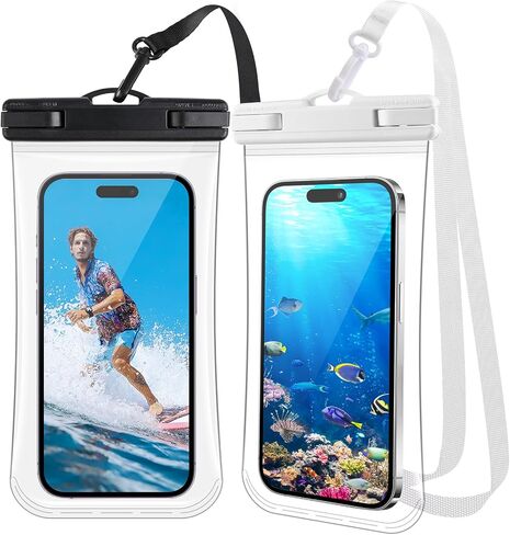 جراب هاتف شفاف مقاوم للماء - عبوتان، جراب هاتف مقاوم للماء لهاتف iPhone 15 14 13 12 11 Pro Max XS Plus Galaxy 24 هاتف خلوي يصل إلى 7.0 بوصة، PX8 مقاوم للماء للهاتف المحمول حقيبة جافة أساسيات إجازة الشاطئ in Saudi Arabia