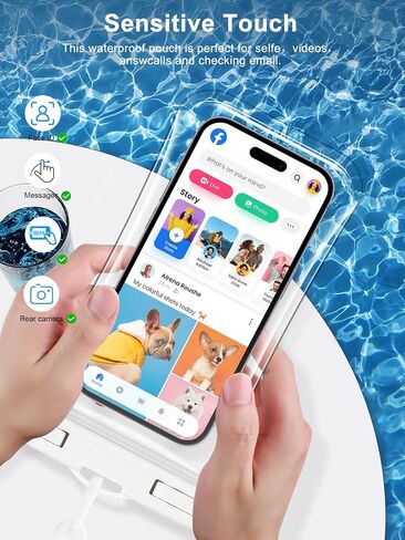 جراب هاتف شفاف مقاوم للماء - عبوتان، جراب هاتف مقاوم للماء لهاتف iPhone 15 14 13 12 11 Pro Max XS Plus Galaxy 24 هاتف خلوي يصل إلى 7.0 بوصة، PX8 مقاوم للماء للهاتف المحمول حقيبة جافة أساسيات إجازة الشاطئ in Saudi Arabia